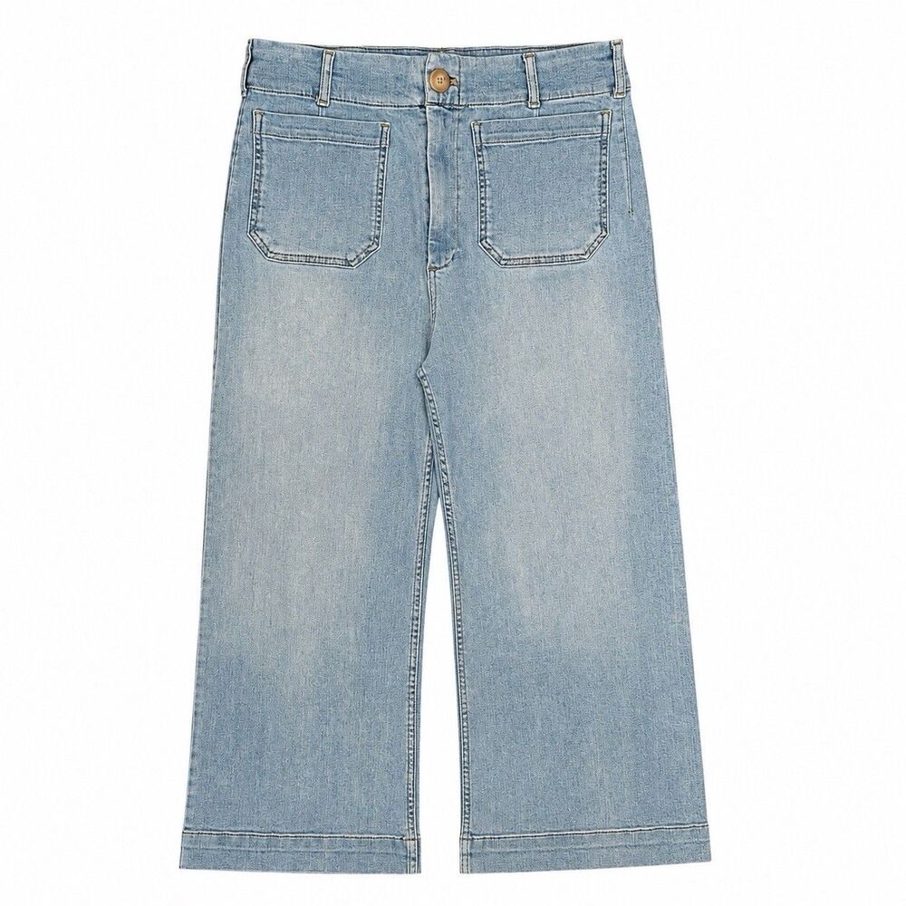 Anthropologie The Colette Crop Wide-Leg Jeans Women Light Wash Blue Size 32x25.5 - Picture 2 of 11